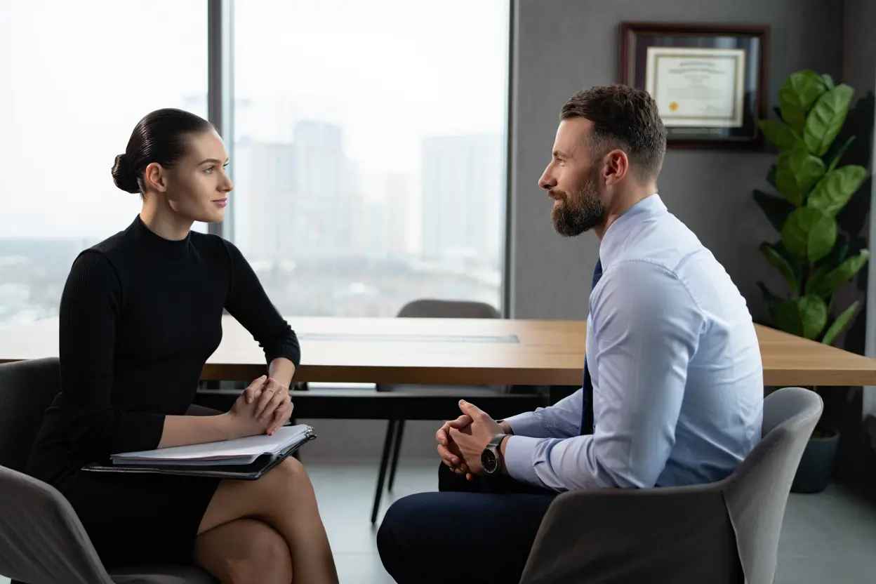 Entretien d'embauche professionnel avec candidat qualifié