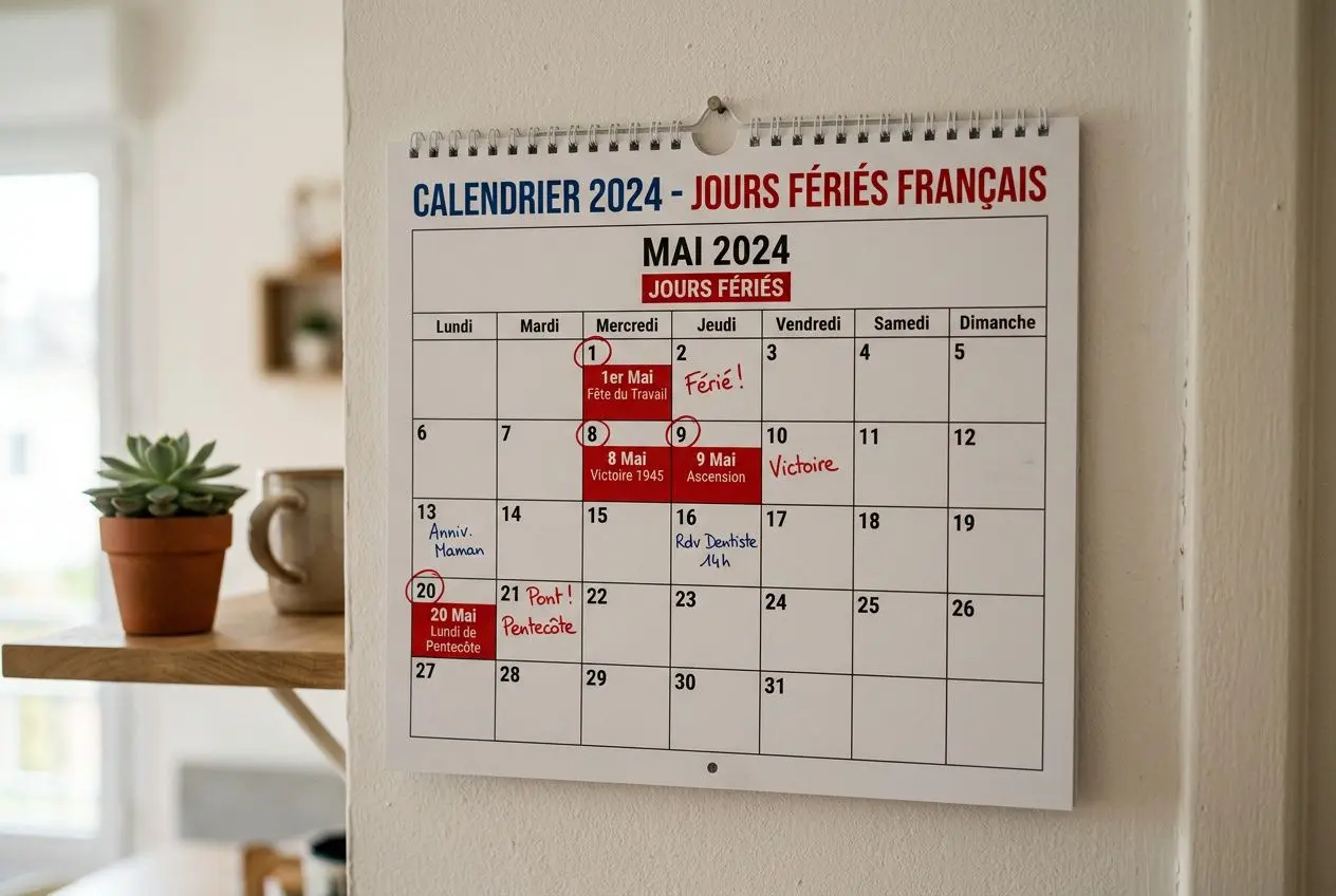 Calendrier 2026 2027 avec jours fériés marqués