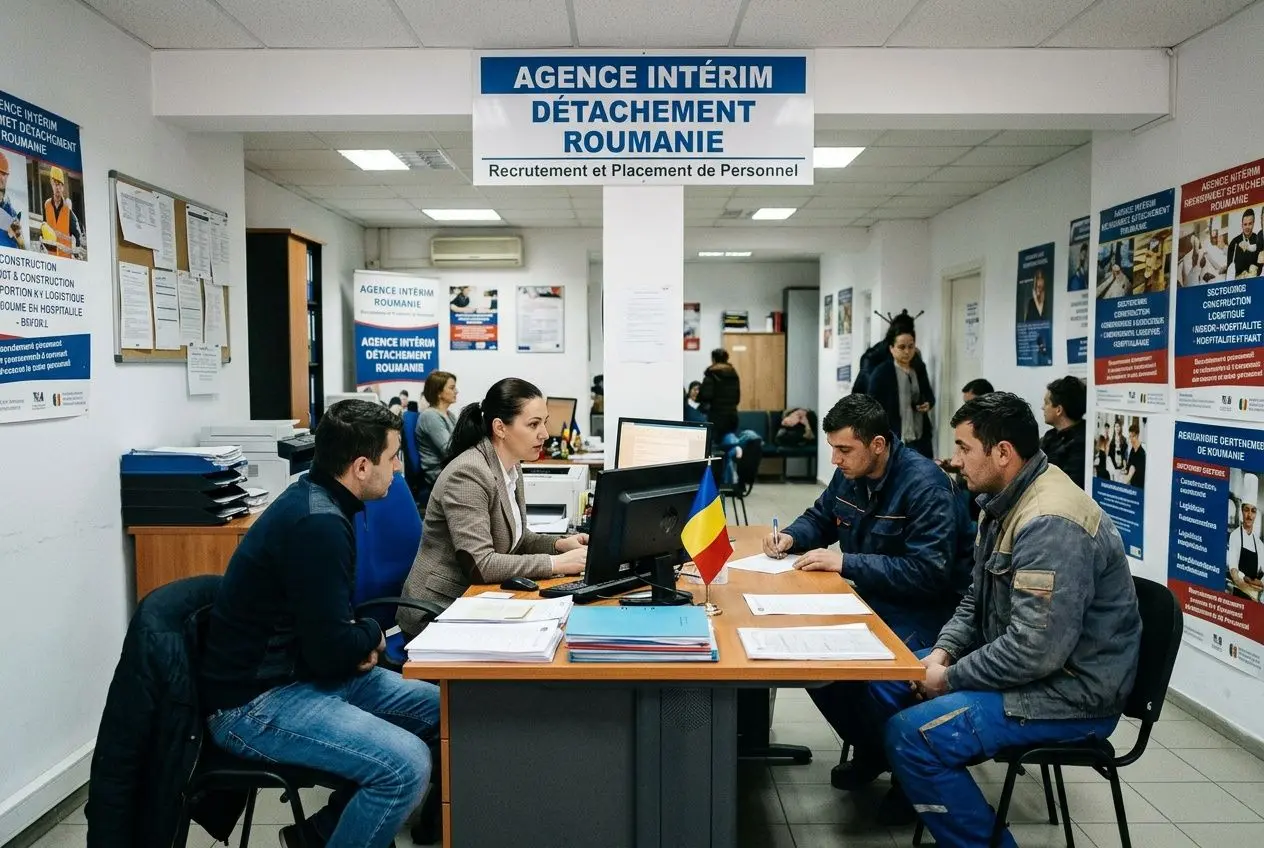 Équipe de recrutement dans agence d'intérim roumaine