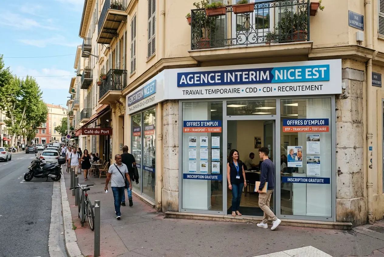 Groupe de travailleurs en intérim à Nice sur un chantier